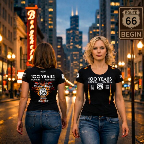 T-Shirt Damen "100 YEARS ROUTE" 66 (big Print)