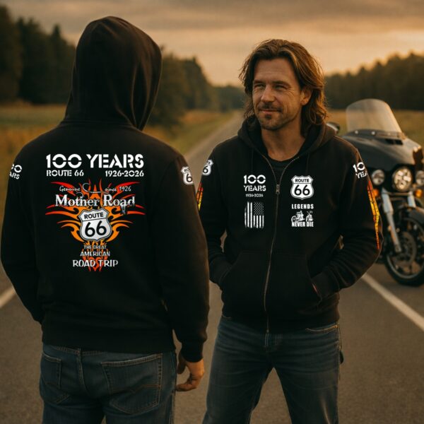 Hoodie-Zip "100 Years Route 66" (big Print)