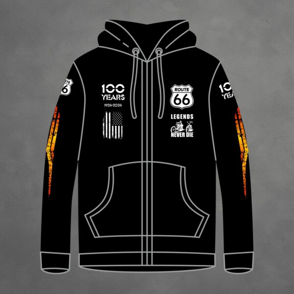 Hoodie-Zip "100 Years Route 66" (big Print)